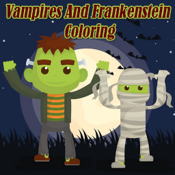 Vampires And Frankenstein Coloring
